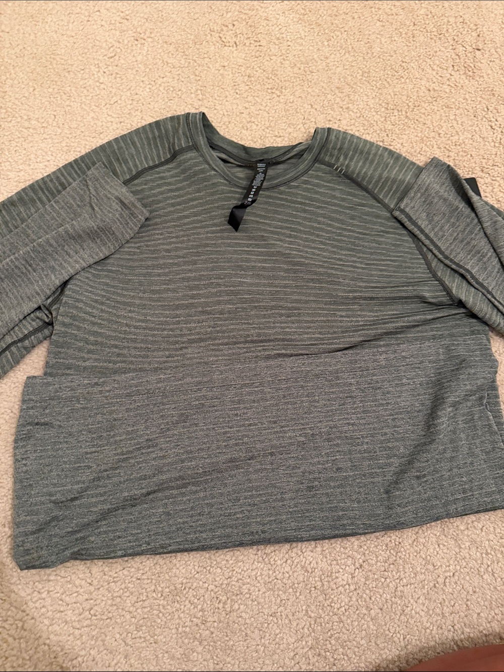 lululemon athletica Long Sleeve Crew in Olive Green Stripe